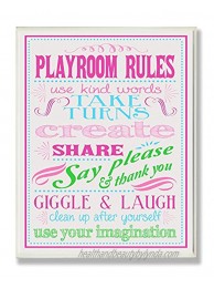 The Kids Room by Stupell Pink Green and Blue Playroom Rules Rectangle Wall Plaque 11 x 0.5 x 15 Proudly Made in USA