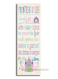 The Kids Room by Stupell Princess Rules with Castle and Carriage Rectangle Wall Plaque 7 x 0.5 x 17 Proudly Made in USA