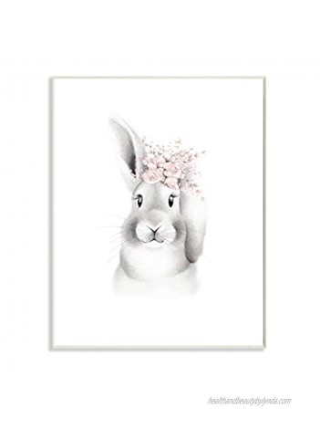 The Kids Room by Stupell Sketched Fluffy Bunny Flowers Oversized Wall Plaque Art 12.5 x 0.5 x 18.5 Proudly Made in USA