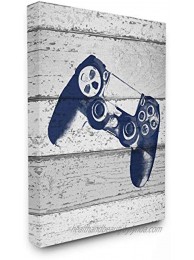 The Kids Room by Stupell Video Game Controller Blue Print on Planks Stretched Canvas Wall Art 16 x 20 Multi-Colored