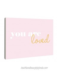 The Kids Room by Stupell You are Loved On Pink Background Rectangle Wall Plaque 11 x 0.5 x 15 Proudly Made in USA