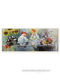 The Stupell Home Décor Collection Farm Chickens Ruffled Feathers and Sunflowers Painting Wall Plaque Art Multi-Color