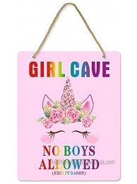 Uflashmi Girl Bedroom Decor Girl Cave Sign No Boys Allowed Except Dad Sign Little Baby Girl Room Decor 8X10 Inch