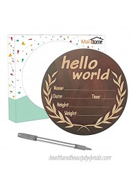 Wooden Birth Announcement Sign 5.8 Inch Newborn Baby Name Announcement Sign Come with Marker Pen Wooden Disc Announcements for Name Plaque & Photo Prop Brown Wooden