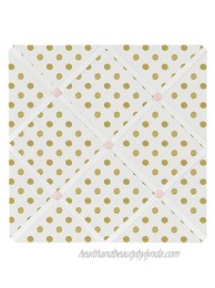 Fabric Memory Memo Photo Bulletin Board for Blush Pink White Damask and Gold Polka Dot Amelia Collection