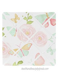 Sweet Jojo Designs Blush Pink Mint and White Watercolor Rose Fabric Memory Memo Photo Bulletin Board for Butterfly Floral Collection