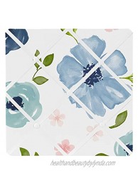 Sweet Jojo Designs Navy Blue and Pink Watercolor Floral Fabric Memory Memo Photo Bulletin Board Blush Green and White Shabby Chic Rose Flower
