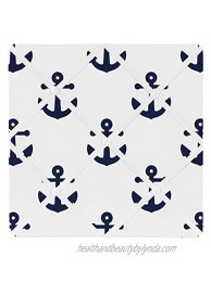 Sweet Jojo Designs Navy White Anchors Fabric Memory Memo Photo Bulletin Board Blue Nautical Theme Ocean Sailboat Sea Marine Sailor Anchor Unisex Gender Neutral