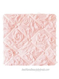 Sweet Jojo Designs Pink Floral Rose Fabric Memory Memo Photo Bulletin Board Solid Light Blush Flower Luxurious Elegant Princess Vintage Boho Shabby Chic Luxury Glam High End Roses