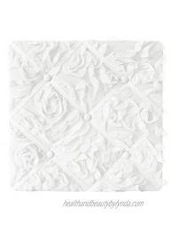 Sweet Jojo Designs White Floral Rose Fabric Memory Memo Photo Bulletin Board Solid Flower Luxurious Elegant Princess Vintage Boho Shabby Chic Luxury Glam High End Roses