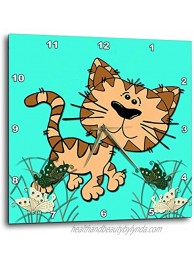 3dRose Funny cat. Turquoise. Kids Decor. Cool Image. -Wall Clock 15-inch DPP_218421_3
