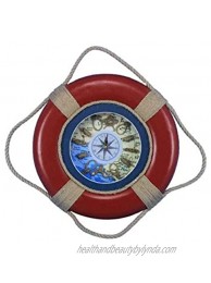 Hampton Nautical Vintage Red Decorative Life Ring Clock 15"