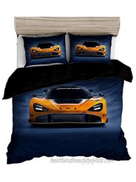 Abojoy Orange Sports Car Duvet Cover Set 3D Printed Cool Speed Racing Car Automobile Style Kids Teen Boys Bedding Set 1 Quilt Cover + 2 PillowcasesNo Comforter Inside Full Orange Blue