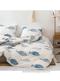 Mozeo Style Bedding Duvet Cover Set 3 Piece Comfy Fish Cartoon Printed Cute Quilt Cover for Children Kids Soft Home Bedding Cover Sets Queen Fish