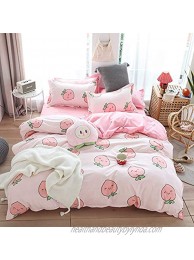 SHAXIA Ultra Soft Duvet Cover Set 3 Pieces Set  1 Comforter Cover and 2 Pillow Shams  with Zipper Closure Printed Peach Twin Size