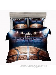 SxinHome Basketball Theme Bedding Set for Teen Boys Duvet Cover Set,3pcs 1 Duvet Cover 2 PillowcasesNo Duvet&Comforter Inside Queen Size