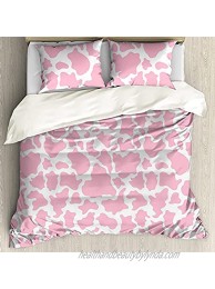 Xhuibop Pink Cow Print Comforter Set of 3 Pack for Girls Bedroom Decor Bedding Duvet Cover with Pillowcase Skin-Friendly 88x88 Inch Bedspread Coverlet Case