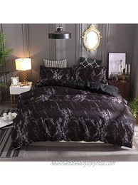 XYXZHOE Black Marble Bedding Queen Duvet Cover Set Grey Marble 3 Piece Microfiber Quilt Cover with Zipper Closure Ties