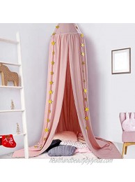 Ceekii Canopy for Girls Bed Round Dome Hook Cotton Princess Mosquito Net Canopy Kids Bedroom Games Reading Tent Nursery Play Room Decor Pink