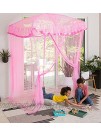 HearthSong Sparkling Lights Light-Up Bed Canopy for Twin Full or Queen Beds 58" L x 50" W. Pink