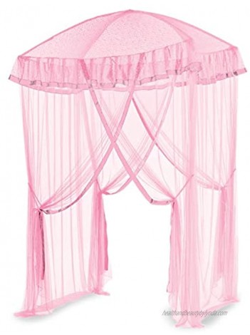 HearthSong Sparkling Lights Light-Up Bed Canopy for Twin Full or Queen Beds 58" L x 50" W. Pink
