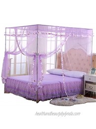JQWUPUP Canopy Bed Curtains Queen 4 Corner Canopy for Beds Bed Canopy for Girls Adults Bedroom Decor Full Size Purple