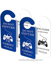 4 Pieces Game Door Sign Do Not Disturb Gaming Sign Double-Sided Printed Door Hanger Do Not Disturb I'm Gaming Sign for Gamer Bedroom Door Decor