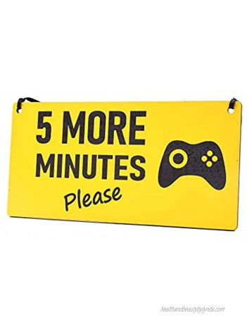 ORIGIN 5 More Minutes Gaming Bedroom Games Room Door Sign Ideal for use in The Home or as a Novelty Gift Yellow