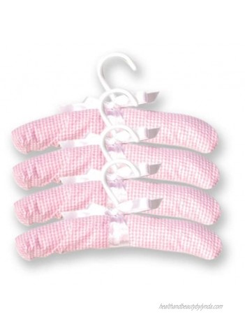 Trend Lab Gingham Seersucker Children's Hangers 4 Pack Pink White
