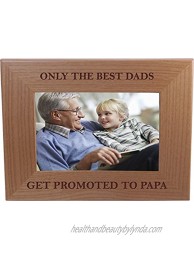 CustomGiftsNow Only The Best Dads Get Promoted to Papa 4-inch x 6-Inch Wood Picture Frame