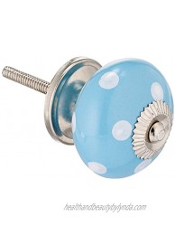 Darice Ceramic-Round-Blue and White Polka Dots Decorative Knob