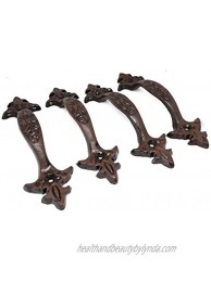 Set of 4 Cast Iron Large & Fancy Antique Replica Drawer Pull Barn Gate Handle Shabby Chic Vintage Crafts and Decor Rustic Dark Brown | 6.25 x 1.75 x 1.00-Inches CI212