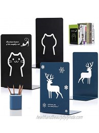 Bookend,Decorative Bookend,Metal Heavy Duty Sika Deer and Cat Bookends for Kids Supports Stoppers with a Nordic Style Pen Holder Set of 2 Unique Book Bookends for Kids Gift Home,Office Shelves