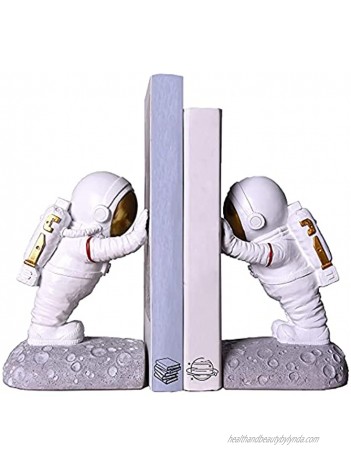 Joyvano Astronaut Bookends – Decorative Modern Book Ends Perfect for Bookshelves Kids Room Home Office or Desk – Space Decor Book Holders with Anti-Slip Base for Heavy Books