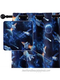 Anjee Boys Room Curtains for Kids Bedroom 63 Inches Blackout Curtain Outer Space Room Darkening Window Curtain Thermal Insulated Drapes Panels Nursery Home Decor Gifts Dark Blue 52x63 Inches