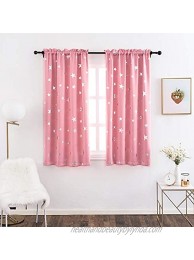 Anjee Kids Blackout Curtains for Girls Room with Foil Print Star Pattern Window Drapes for Bedroom 38 x 45 Inches Pink