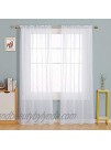 Deconovo Rod Pocket White Sheer Curtains 84 Dots Printed Curtains Linen Look Volie Sheer Window Curtain for Bedroom 52W x 84L Silver 2 Panels