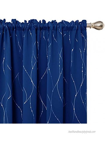 Deconovo Thermal Insulated Blackout Curtains for Sliding Glass Door Light Blocking Curtains with Rod Pocket Window Panels for Livingroom Set of 2 Panels W52 x L95 Inch Royal Blue