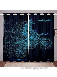 Dirt Bike Blackout Curtain for Bedroom Motocross Racer Extreme Sports Room Darkening Curtain for Kids Boys Teens Racing Motorcycle Thermal Curtain Motorbike Blackout Drapes,42 X 63 Inch,2 Panels