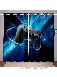 Erosebridal Teens Gaming Window Curtain Gamer Gift for Kids Boys Girls Window Treatments for Young Man Video Games Window Drapes Chic Abstract Curtains with Grommet Room Decor,Black Blue 42"x63"