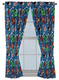 Jay Franco Marvel Avengers Fighting Team 63" Inch Drapes Beautiful Room Décor & Easy Set Up Bedding Curtains Include 2 Tiebacks 4 Piece Set Official Marvel Product