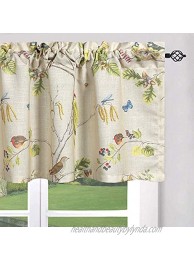 Leeva Leaves and Birds Print Curtains Valances for Windows Porch Thermal Insulated Rod Pocket Green Spring Style Small Curtains and Drapes for Kids' Room One Panel 52x18
