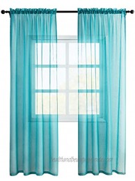 Lofus Sheer Curtain Voile Panels Window Treatment Rods Pocket Voile Fabric Drapes for Kitchen Bedroom Outdoor Small Windows Set of 2 Teal 63 inch Length