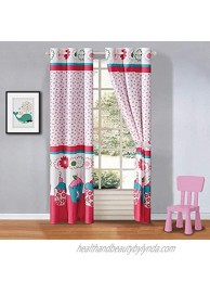 Luxury Home Collection Kids 2 Piece Window Curtain Panel Set with Grommets for Teens Girls Multicolor Polka Dot Floral Cupcakes Pink White Turquoise Green