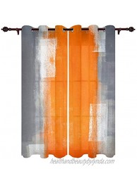 Orange Gray White Curtain Window Treatment Drapes 2 Panles Set- Grommet Top,Abstract Art Painting Decor for Kids Adults Woman Man Bedroom Living Room