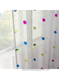 Polka Dots Grey Sheer Curtains for Bedroom Kitchen 63" Length Multi-Color Ombre Printed Voile Drapes for Kids Girls Nursery Room Cute Light Filtering Semi Sheer Curtain Panels Rod Pocket 52" w 2pcs