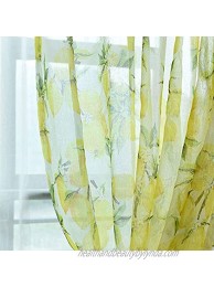 pureaqu Nordic Style Yellow Lemon Pattern Window Sheer Curtain Panels for Kids Nursery Room Rod Pocket Printed Semi Sheer Voile Curtain Drapes Tulle for Kitchen 1 Panel W39 H63 Inch