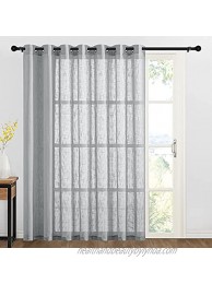 RYB HOME Semi Sheer Curtains Linen Sheer Panels Grommet Farmhouse Curtains Privacy Wall Backdrops for Bedroom Kids Room 100 inches Wide x 84 inches Long Grey 1 Panel