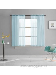 Sky Blue Sheer Curtains 63 Inch Length for Bedroom Luxurious Textured Rod Pocket Sheer Voile Curtains Light Filtering Blue Sheer Drapes for Windows Living Room Girls Kids 52x63 Inches Long 2 Panels