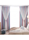 Unistar 2 Panels Blackout Stars Curtains for Kids Girls Bedroom Aesthetic Living Room Decor Colorful Double Layer Star Cut Out Stripe Pink Rainbow Window Curtain W52 x L63 Inches Set of 2